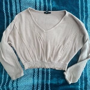 Cream waffle knit top